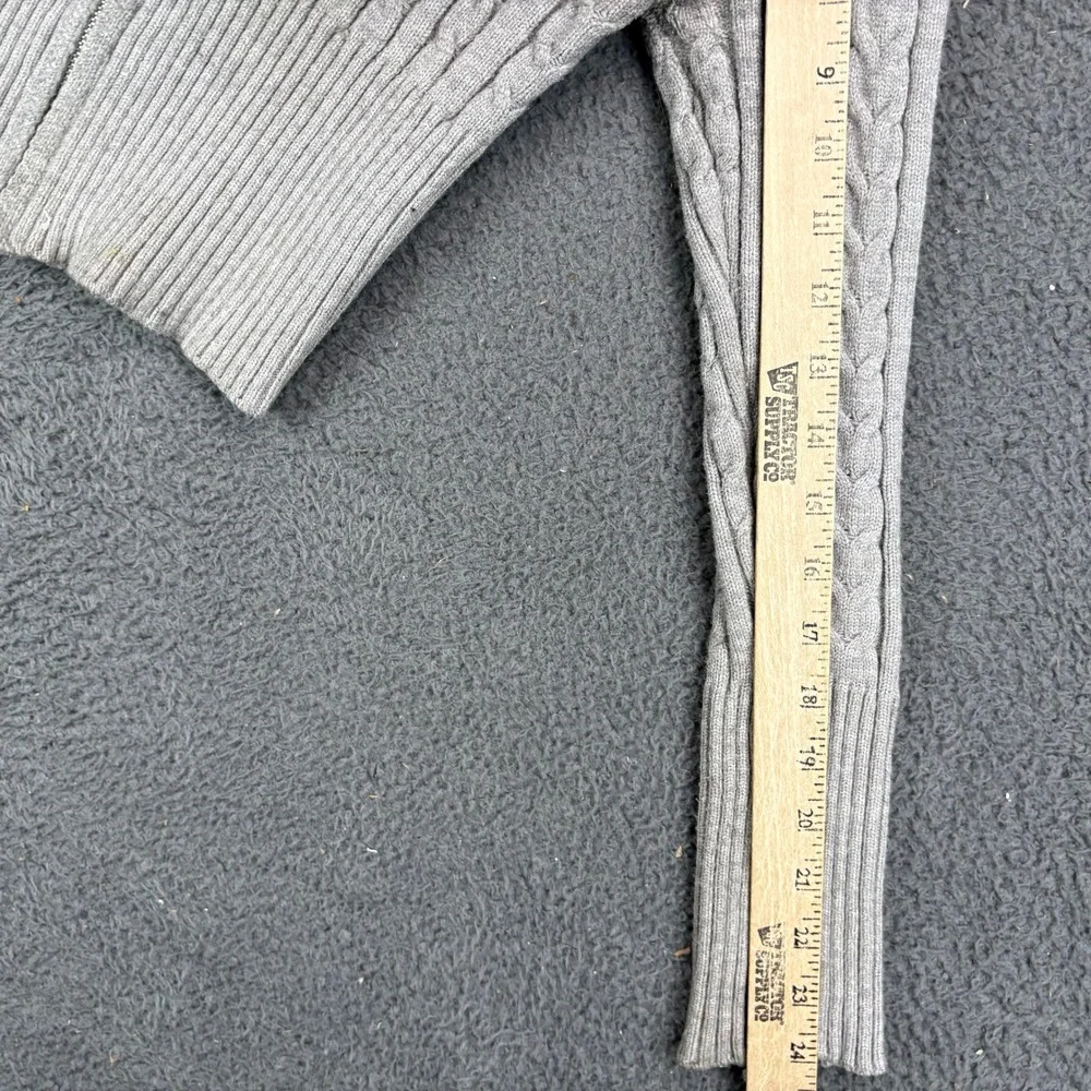 Forever 21 Kids Gray Cable Knit Zip Up Cropped Hoodie Sweater Size‎ Small